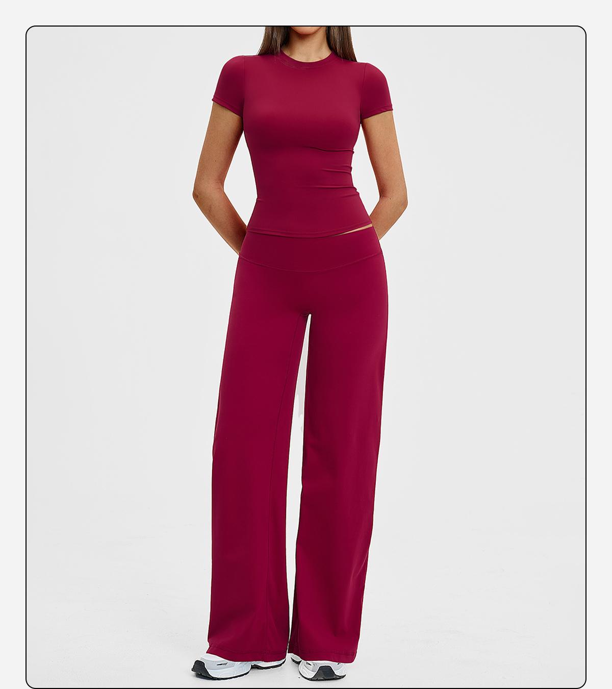 Women’s Solid Color Top & High Waist Leggings Sports Set by MFVIM - Casual, Comfortable, Breathable Two-Piece for Yoga, Gym, Workouts, Running, Ladies’ Gym Sportswear for All Seasons, Yoga Clothing Set SpringStatements