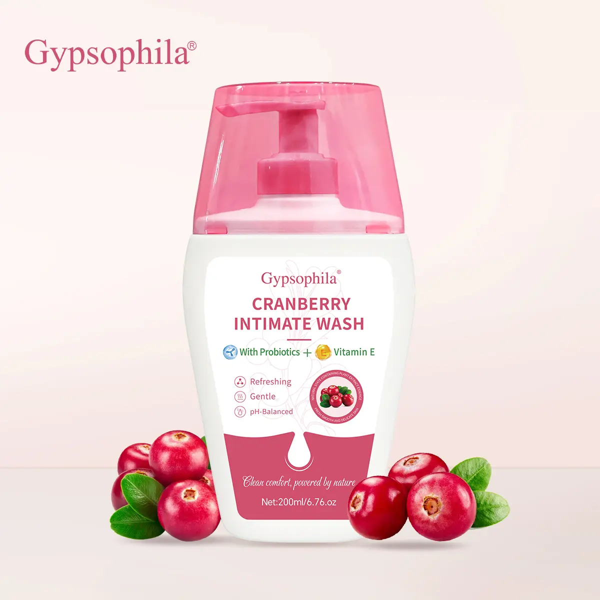 Gypsophila Cranberry Intimate Wash for Women – pH Balanced Feminine Wash for Odor and Discomfort, Vitamin E Daily Feminine Cleanser, Gentle Intimate Wash for Sensitive Skin, ladies feminine products, feminine hygiene products