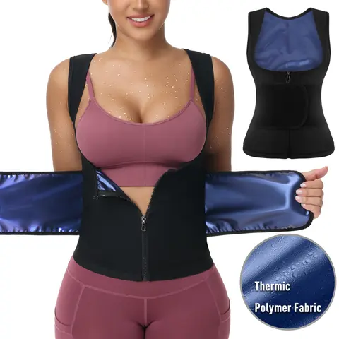 Sporty Women's Adjustable Zipper Sauna Vest, Sport Sleeveless Sauna Tank Top for Gym Workout, Ladies Sportswear, Women Sport & Outdoor Clothing for Workout Gym Exercise, Gym Exercise Activewear Running Outfits