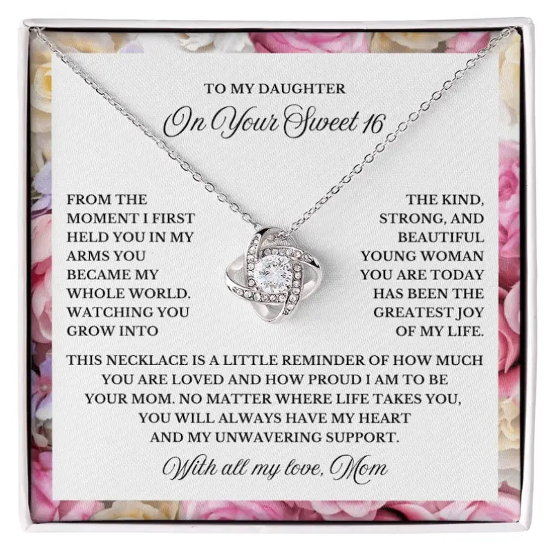 Sweet 16 Gift for Daughter, Necklace Gift from Mom, Daughter 16th Birthday, Jewelry Gift for Her, Heartfelt Message Card, Keepsake Present