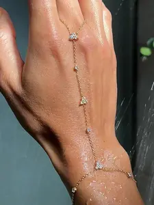 Boho Style Artificial Diamond Decorated Link Bracelet, Trendy Stack Bangle, Stackable Bracelet, Elegant Bangle, Fashionable Jewelry for Women & Girls, Trendy All-match & Exquisite Jewelry for Birthday Gift