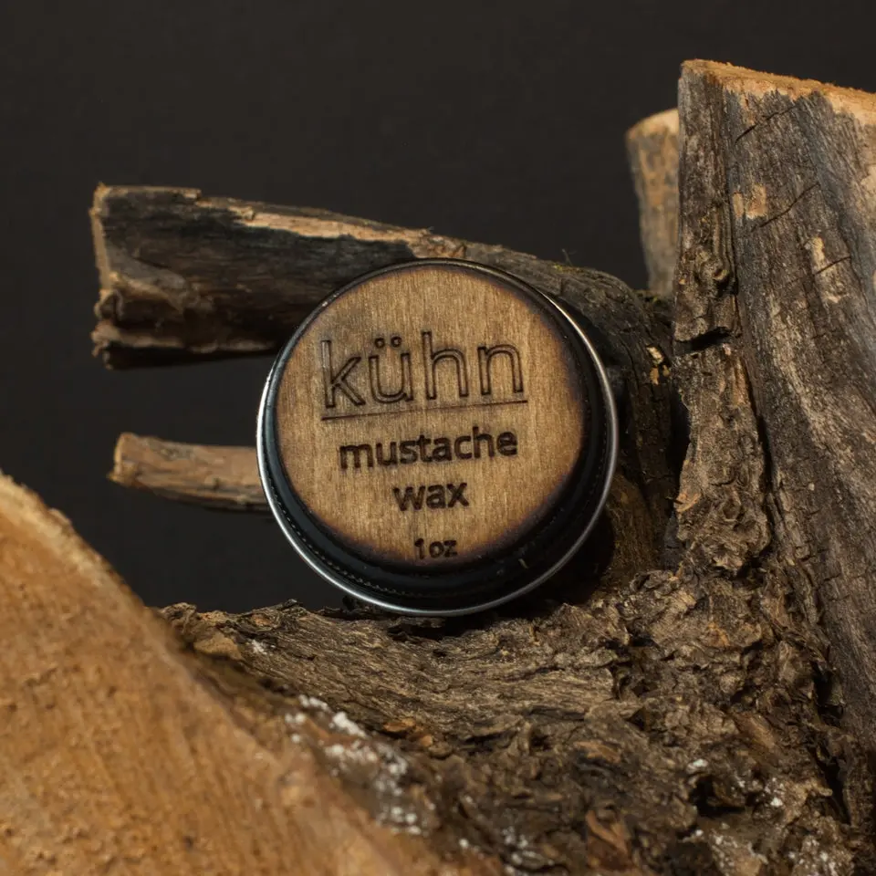 Strong Hold Mustache Wax with Pine Resin & Beeswax for Men | Spiced Berry Scent, 1 oz Solid Wax Tin with Free Bar of Soap