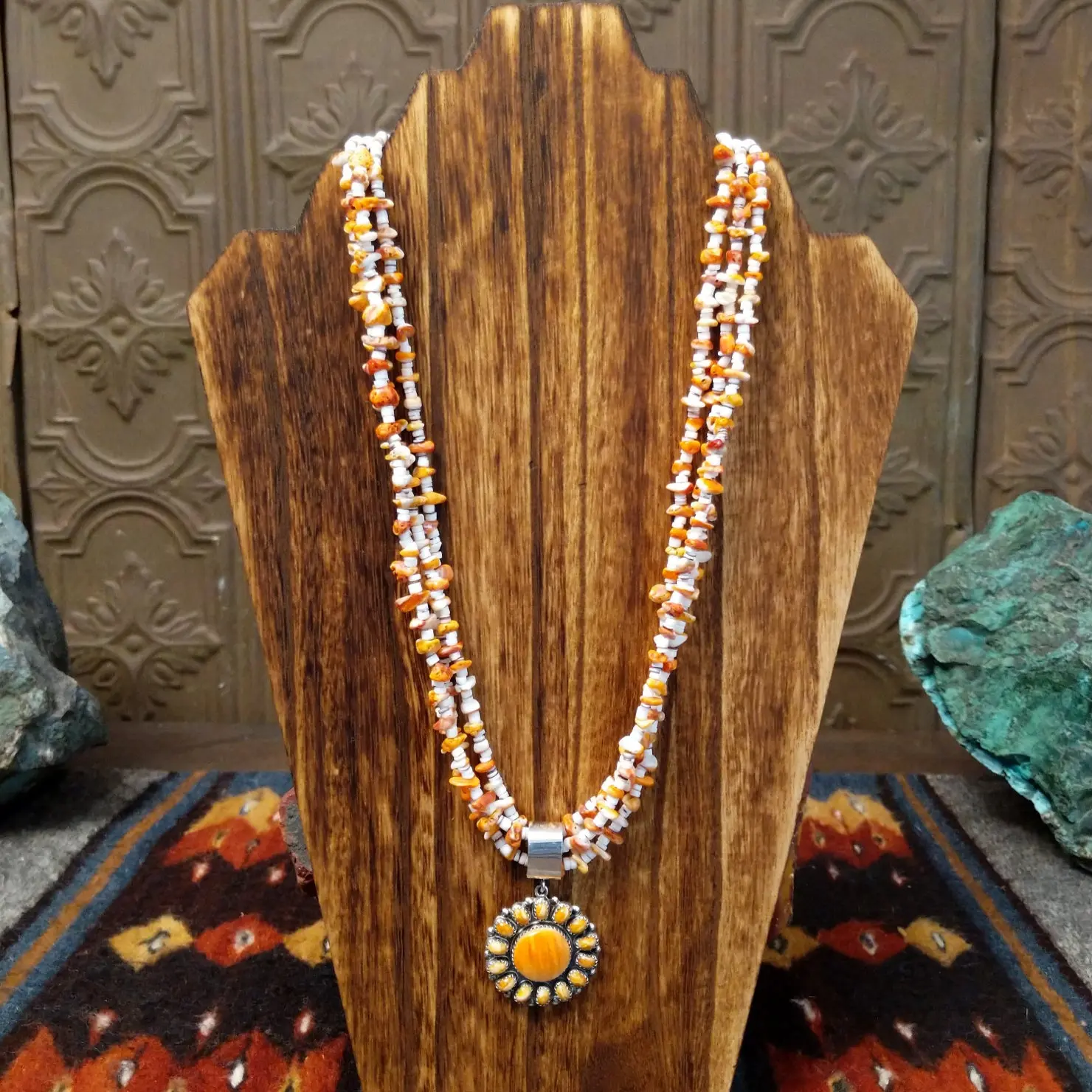 Orange Spiny Oyster Shell Heishi Necklace by M.L. Perry GJ-NKL-0042