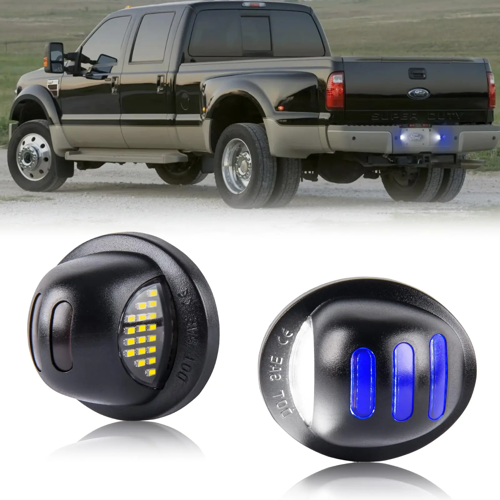 Gempro Led License Plate Lights Compatible with Ford F150 F250 F350 F450 F550 Superduty Bronco Excursion Ranger Expedition Explorer Blue Neon Tube Tag Lamps