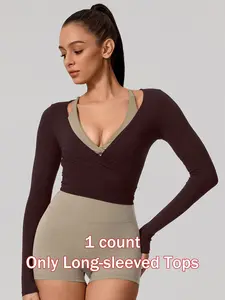 Lightweight Breathable Long Sleeve Yoga Hoodie, Adjustable Lace-Up Design, Sporty Loose-Fit, All Seasons, Plain Pattern, Gym Wear