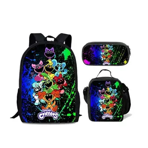 Smiling Critters 3pcs Set Backpack School Bags Shoulder Bag Pencil Case Computer Book Bags