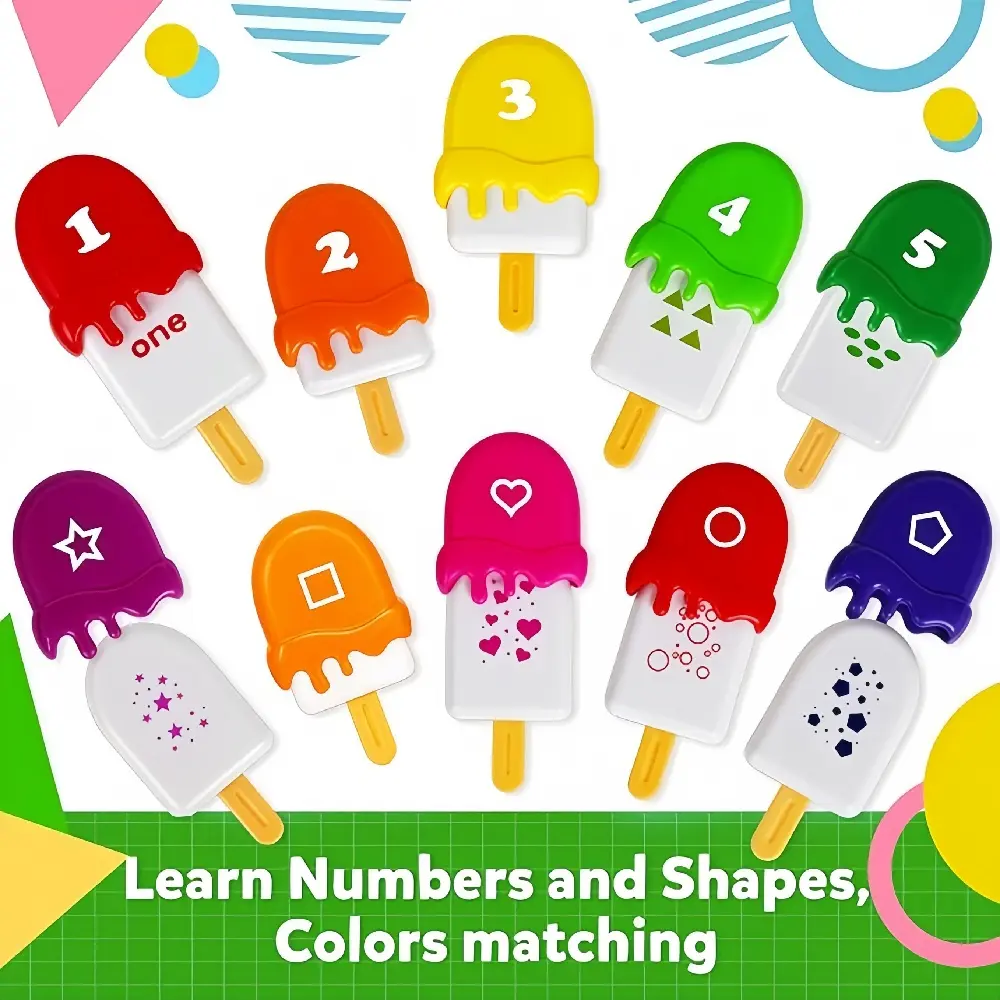 Ice Cream Dinosaur Montessori Numbers Learning Set for Toddlers 3-5, Preschool Sensory Matching Game, Number Recognition & Math Learning Tool, Color Shape Sorting Fine Motor Skill Toys, Educational Math Learning Toys for Boys Girls, Premium Preschool outd