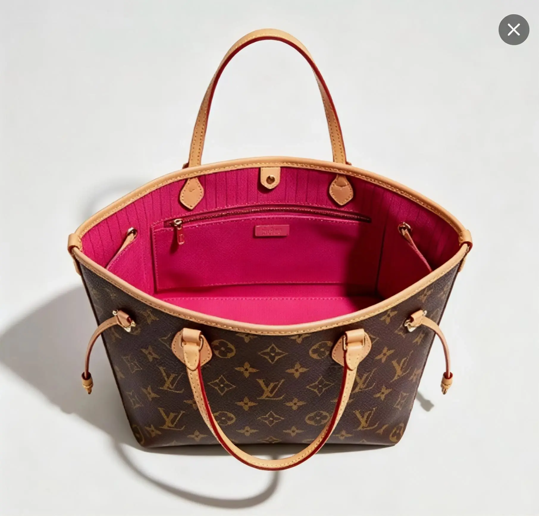 Pre-owned Louis Vuitton Neverfull PM Monogram Canvas Cerise Lining