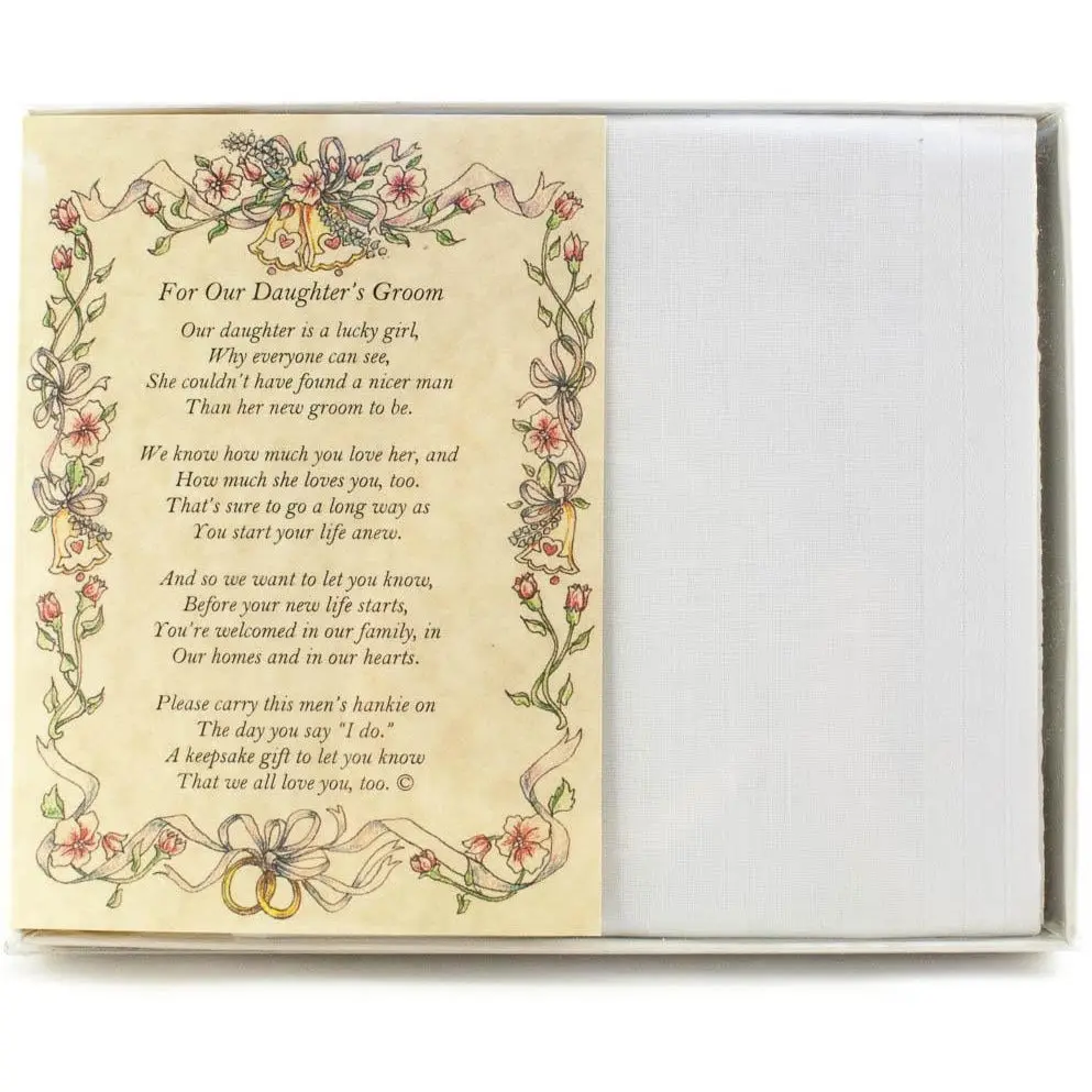 Personalized From the Bride's Parents to the Groom Poetry Wedding Handkerchief