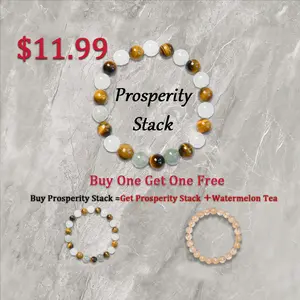 【Buy One Get One Free!!!】 1 pc Crystal Bracelet Tiger's Eye paired with Tianshan Jade Wealth-Attracting Bracelet Crystal Jewelry Protective Bracelet Fashionable Natural Crystal Bracelet Color-Blocked Beaded Crystal Bracelet
