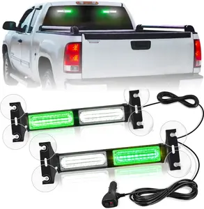 Nilight 40LED Green White Emergency Strobe Traffic Advisor Light Bar with Suction Cups Dash Safety Warning Hazard Flashing Lights Interior Front/Rear Windshield for Trucks Construction Vehicles