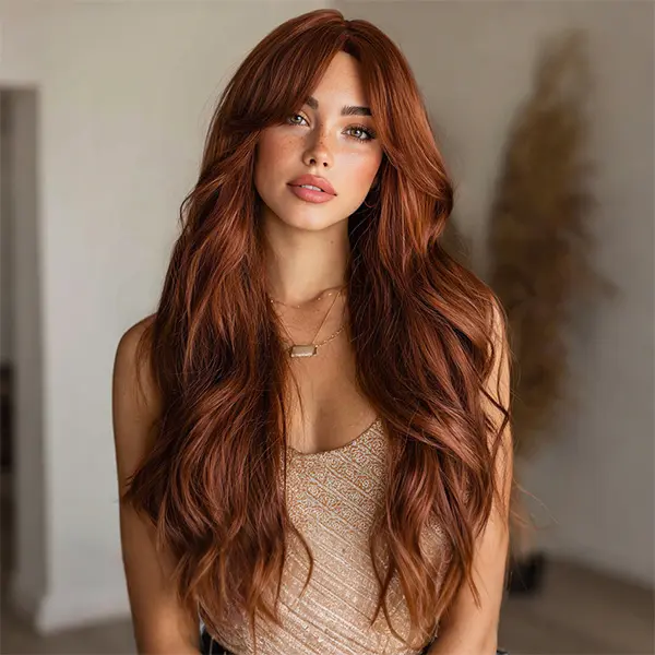 SMILCO/26Inch Warm Brown Long Curly Synthetic Wig/SM7015 SMILCO/26Inch Warm Brown Long Curly Synthetic Wig/SM7015