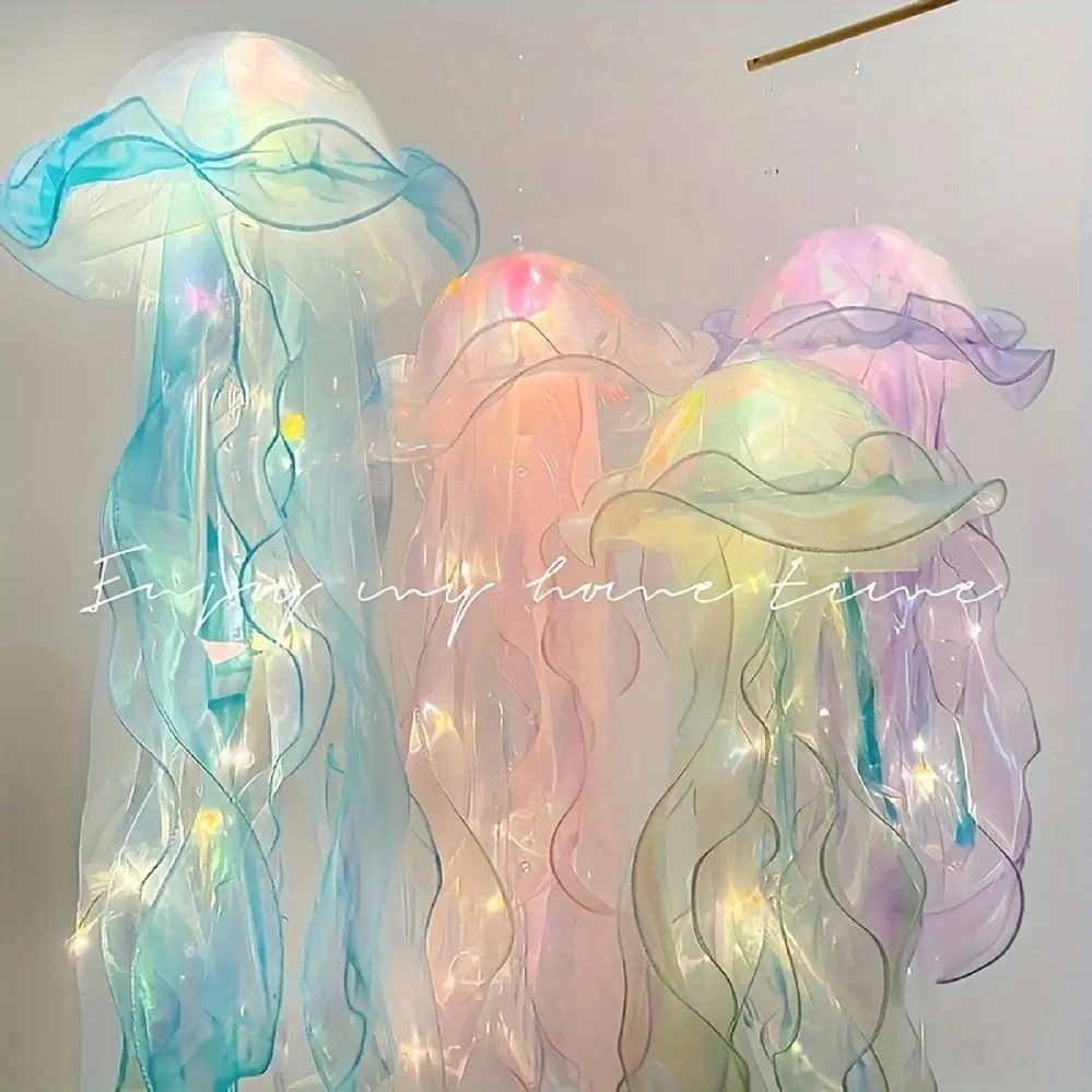 Two Vibrant Led Chandeliers Designed Like Jellyfish, Perfect For Decorating Courtyards, Gardens, And Trees With Lights That Change Colors, Christmas, Halloween, Gender Reveal, Mood Lighting - Available In Multiple Colors Or Random Color