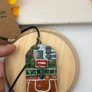 Artfully Airo Handmade Basketball Court Necklace Polymer Clay Pendant for Sports Lovers Unique Art Jewelry Gift Hand-Sculpted with Fine Detailing