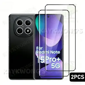 KAYKWONG'S High-Definition 2-Pack Tempered Glass Screen Protector for Xiaomi Redmi Note 13 14 15 Pro, Scratch-Resistant, Bubble-Free, 9h Hardness, Fingerprint Unlock Support
