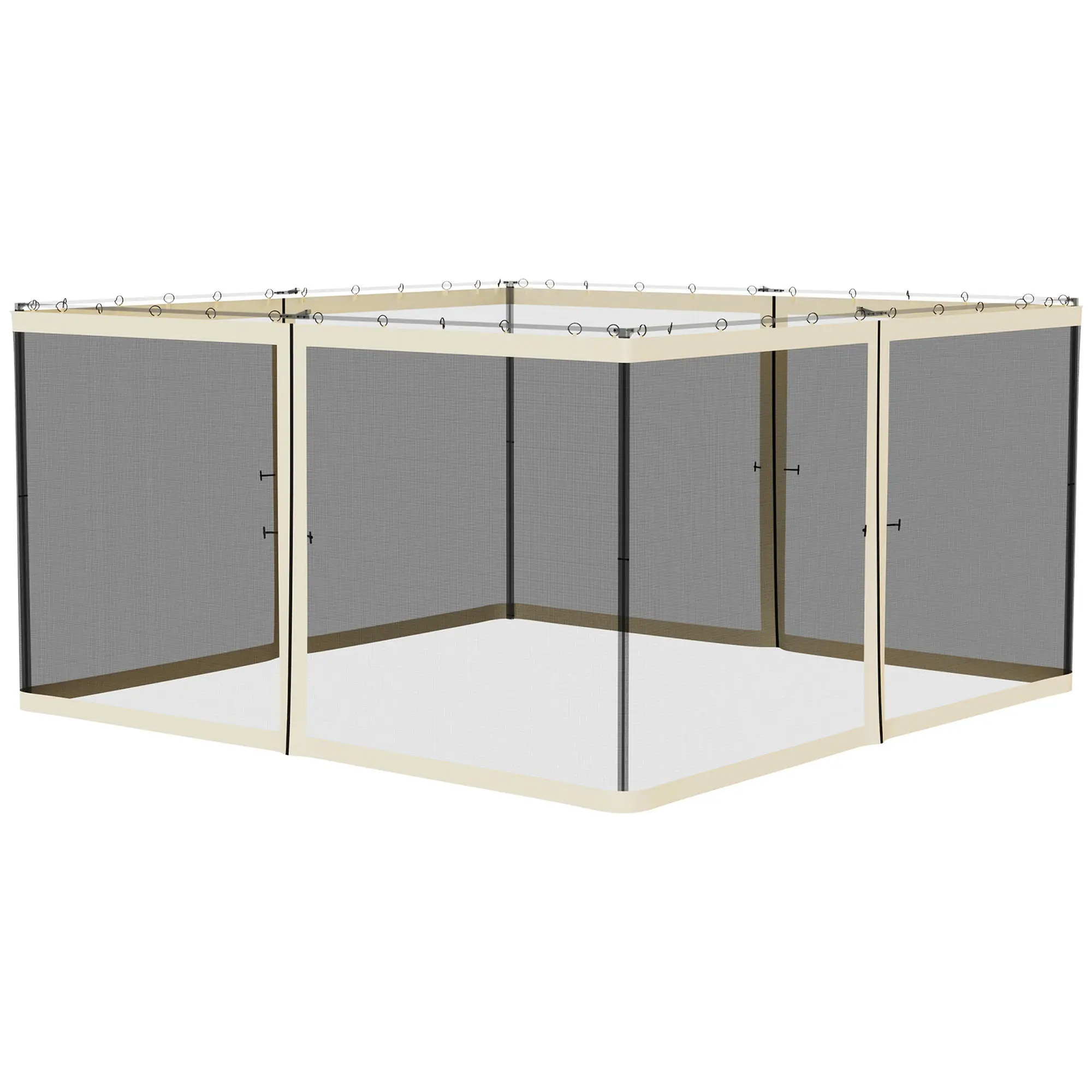 13'x13' Gazebo & Canopy Tent Replacement Mesh Sidewall Netting - Heavy-Duty Cream Polyester Mesh, Smooth Zipper Closures, Breathable Bug-Proof for Extra Large Outdoor Shelters, Summer Insect Protection