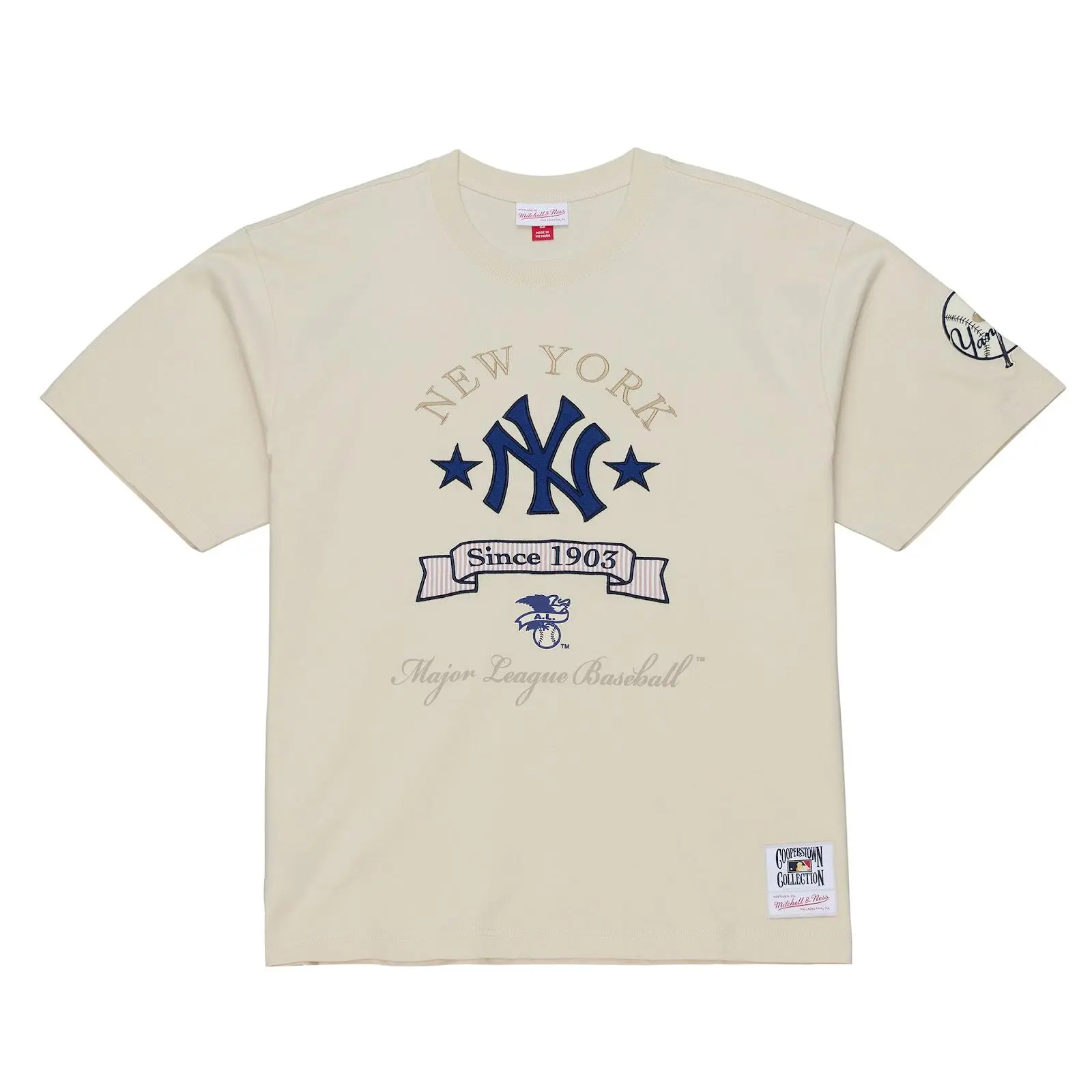 New York Yankees Cream Yacht Rock Premium T-Shirt MLB Throwback Tee Graphic Vintage Fan Gear Mitchell & Ness