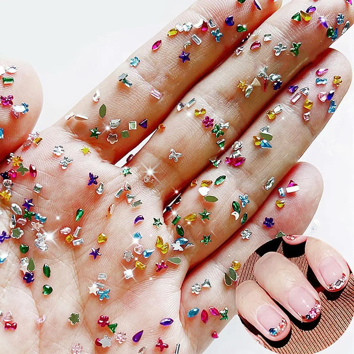 Colorful Rhinestones Rhinestone Charms Multi Shape Crystal 3D Geometric Nail Crafts - 2000Pcs