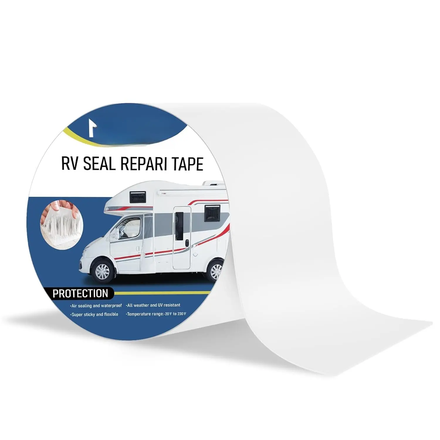 UV & Weatherproof White RV Sealant - 4 Inch x 50 Foot,  Flex Seal Tape for Roof, Windows, Boat Sealing & Repairs