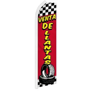 Venta de Llantas Flag - Red & Checkered Banner for Tire Sale, Eye-catching Promotion for Tire Stores
