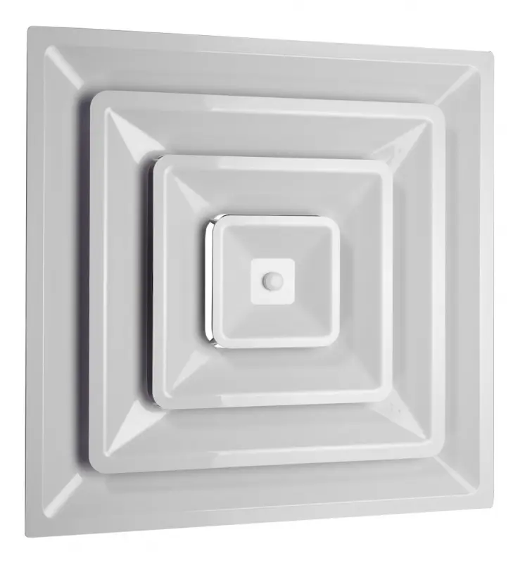 212 MAIN Standard White Quick Connect 24x24 in. Square ABS Plastic Supply Drop-In Unit - Simple Install, Won't Chip, 12 in. Boot, 157x Less Conductive, 3 Cone Diffuser, Easy Attach Knob (Havaco Technologies HT-2X2-SPL-12)