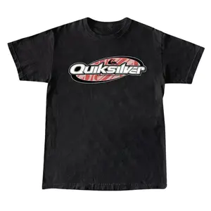 Quiksilver Vintage Logo Graphic T-shirt, Retro Surf Graphic Tee, Shortsleeve, basic tops, Fabric Cotton, Women's Top, Menswear Top, Gifs for Men and Women, Streetwear, Unisex Comfort Cotton Aesthetic Fashion Love Print