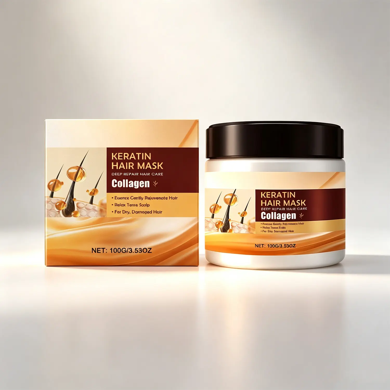 Keratin Hair Mask with Collagen – Deep Repair Moisturizing Treatment for Dry Damaged Hair, Smooths Adds Shine, Soothes Scalp Nourishes Strands 100g