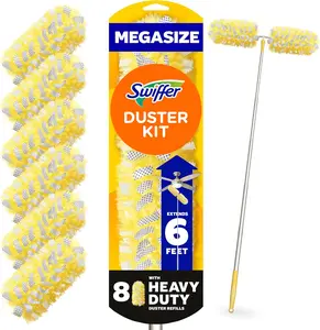 Duster Kit with 6 ft Super Extendable Handle, Heavy Duty Starter Kit with 8 Refills