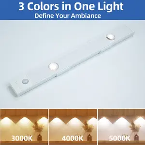 Motion Sensor Dimmable 12 Inch Under Cabinet Lighting Plug in, 7W 120V 3 Color 3000K/4000K/5000K, 3 Brightness, Super Bright, Ultra Thin Under Counter Lights for Kitchen, Linkable LED Cabinet Light,WhiteSuper Bright Rechargeable LED Bulbs