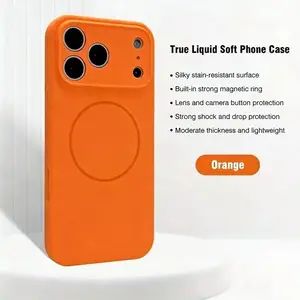 Magnetic MagSafe wireless charging Real Liquid Soft Phone Case for iPhone 17 Pro Max, Featuring  Strong Magnets, y Smooth Feel, Full Lens Protection, Shock and Drop Protection, Compatible with iPhone 13/14/15/16/17 Series