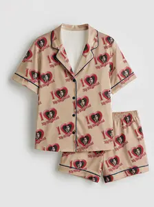 Customized 7-Member #SUGA Kpop World Tour 2026 Graphic Pajama Set Women's Trendy Loungewear Soft Silky Satin Casual Fan Apparel Sleepwear Set