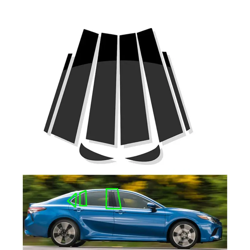 for Toyota Camry 2018-2021, 8PCS Car Glossy Black Window Pillar Post Door Trims Cover BC Column Sticker, Sticker for Cars, Car Decorative Sticker, Car Stickers, Car Decals, Car Accessories, Car Decorations, Automotive Decoration, Vehicle Decoration