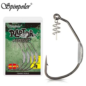 Spinpoler Raptor Weighted Swimbait Fishing Hooks, 5/0 7/0 10/0, Wide Gap Wedless, for Big Soft Bait, Boat Sea Freshwater Saltwater Tackle