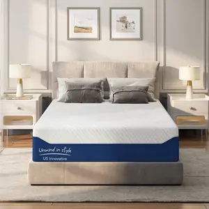 10"12"14" Memory Foam Mattress, Gel-Infused Cooling Memory Foam Bed with Knit Fabric, Mattress for All Sleepers, Medium Firm for pressure relief , Twin, Full, Queen, King White & Navy Blue Ergonomic Mattress in the box cool touch for comfortable sleep