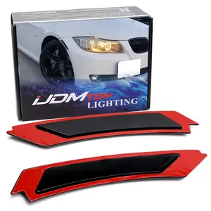 iJDMTOY Euro Dark Smoked Lens Front Bumper Side Markers For 2009-2012 BMW E90/E91 3 Series LCI Models