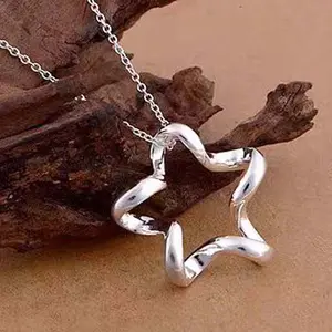 Ripple five-pointed star pendant necklace silver starfish o-shaped chain daily match