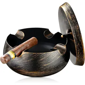 Extra Large Cigar Ashtrays with Lid for Outdoors Indoors Outside Patio Living Room Home Retro Decor,2.5'' Wide Cigar Rest Ashtray for Cigars,Cigar Accessories for Men Dad Husband Boyfriend