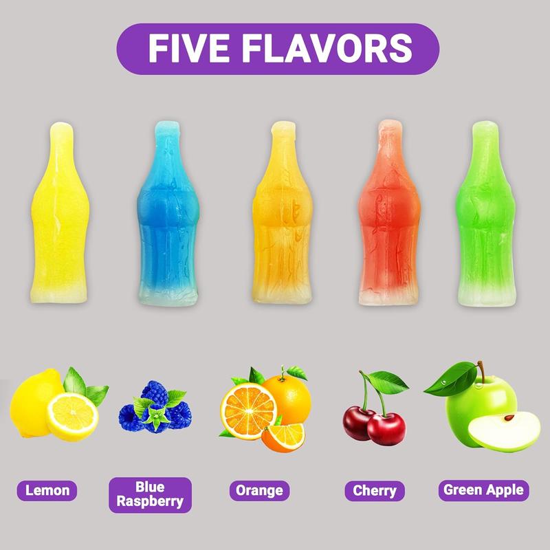 Wax Bottle Candy Drinks, 1/2 (half) Pound Bag - Retro Wax Candy Bottles, Liquid Filled - Variety Flavor Nip Candy Juice - Classic Wax Candy for Old School Candy Lovers