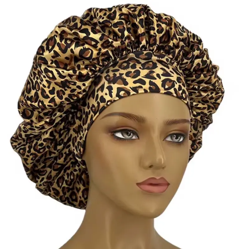 Silk-Feel Cheetah Print Bonnet – Satin Lined Hair Bonnet for Curly, Braided & Natural Hair | Sleep Cap for Frizz-Free Hair