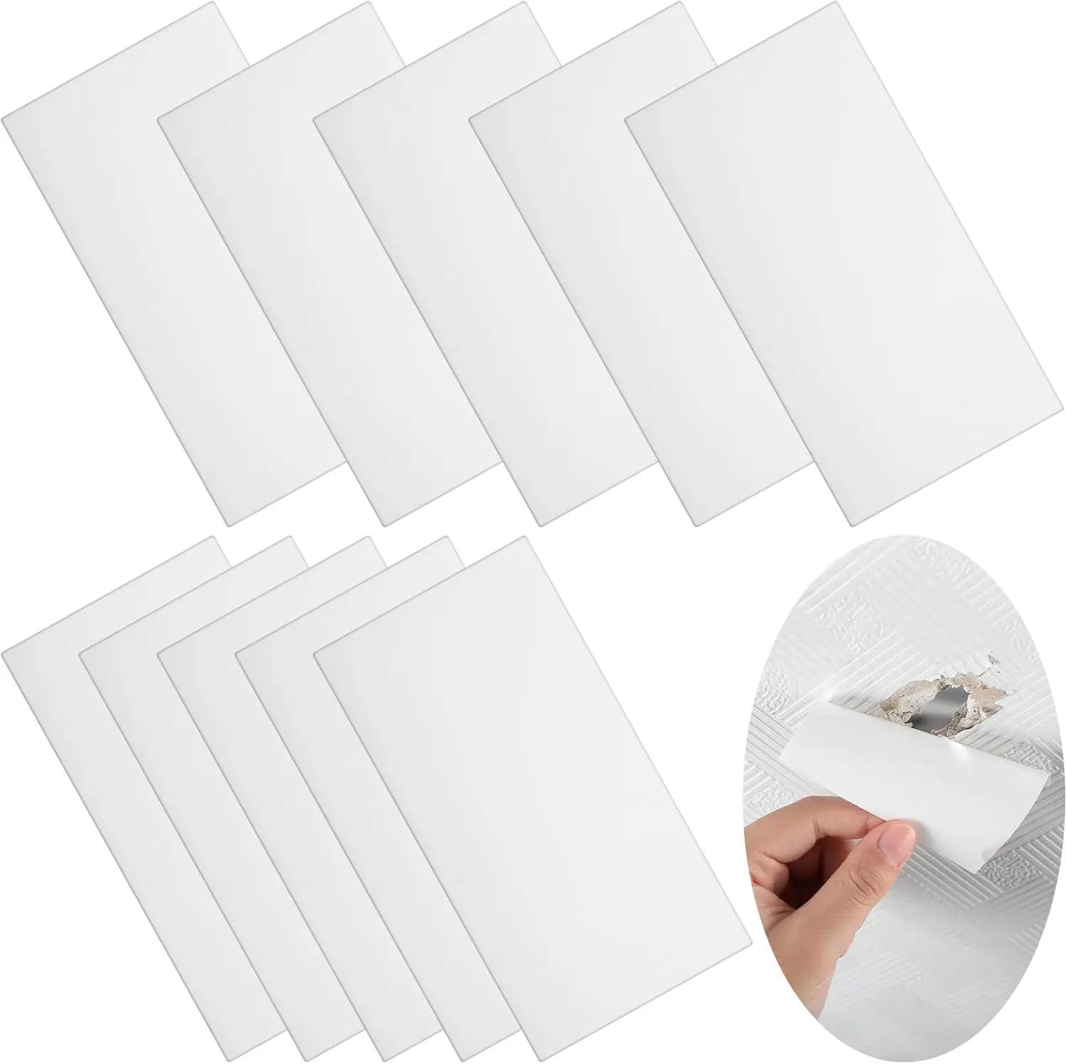 10 count Bathtub Hole Patch Siding Wall Repair Kit  Patch Holes  Tools Self Adhesive White Tape for Cracked Pool Liner Roof Skylight and Vinyl Skirting(White)