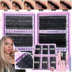 Eyelash Book, Diy False Eyelashes, with Thick, Spikes, Wet look Eyelashes, Includes Glue, Tweezers, Brush, from Natural to Dense Styles, Fluffy Reusable Long-Lasting, Easy to Apply Beginner-Friendly, Daily Wear Party Date Night Makeup