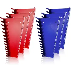 78-Slot Wrench Organizer, Wrench Organizer Tray for Tool Box, Fit SAE & Metric Wrench, 6 Pack Wrench Holders(Red&Blue)