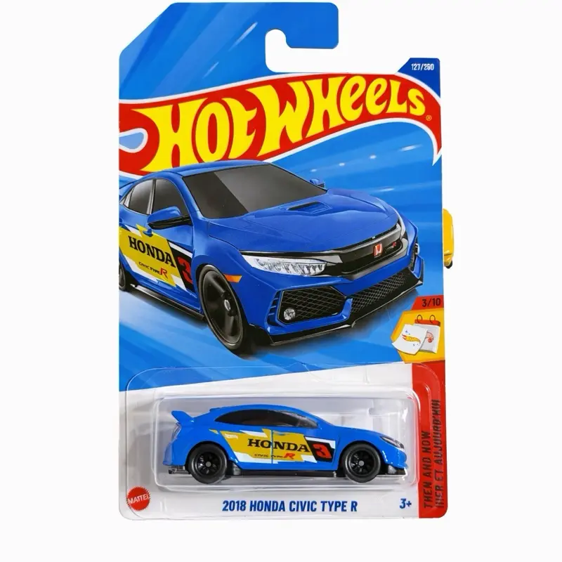 Hot Wheels 2018 Honda Civic Type R Rc Model Car 123/250 Series Racing Edition Red & Blue Collectible Toy for Fans