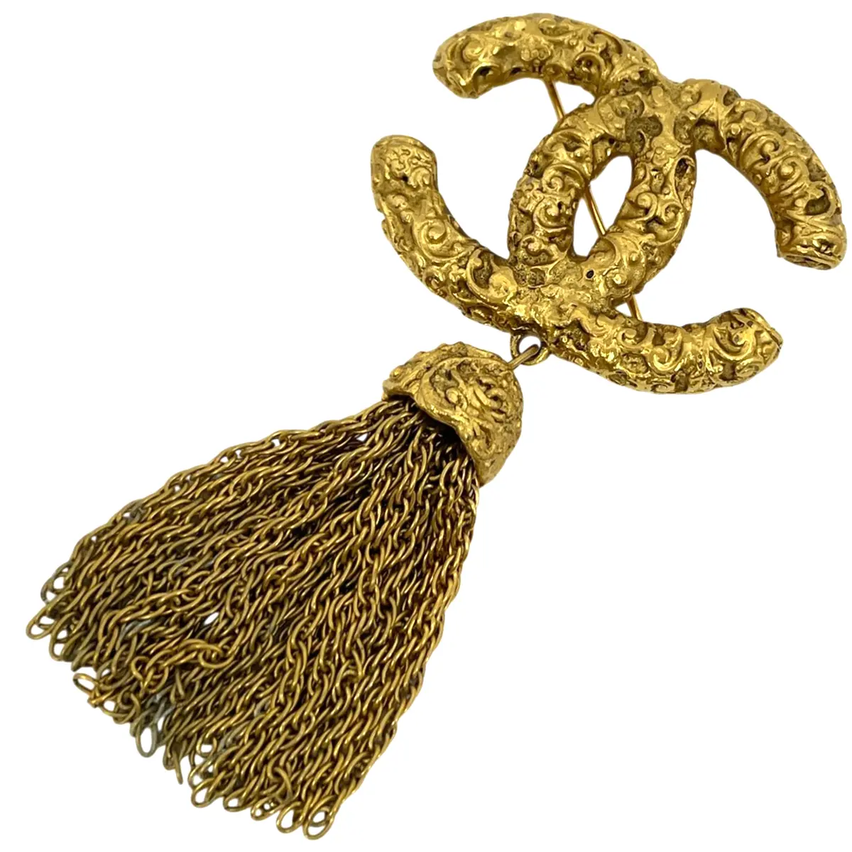 Pre-owned Chanel Fringe Brooch Pin Gold 4000022772981