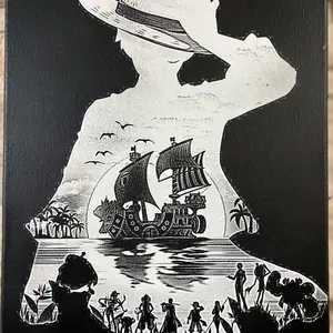 One Piece Luffy Poster - Black and White Manga Art - Anime Wall Decor - Pirate Fan Gift - Poster