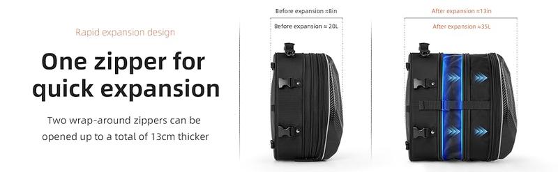 ROCKBROS 35L Hard Shell Motorcycle Tail Bag Waterproof Expandable Durable