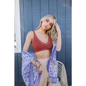 Lace Trim Padded Bralette Fabric Nylon