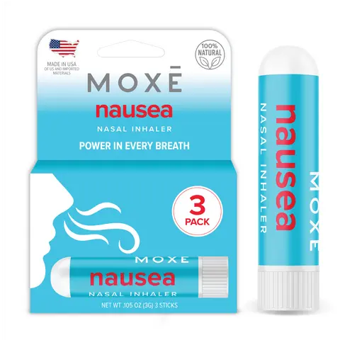MOXE Nausea Nasal Inhaler Sticks, All Natural Essential Oil Blend, Ginger, Cardamom, Peppermint, Sweet Orange, Upset Stomach, Headaches, Easy-to-Use Portable Aromatherapy, Made in USA