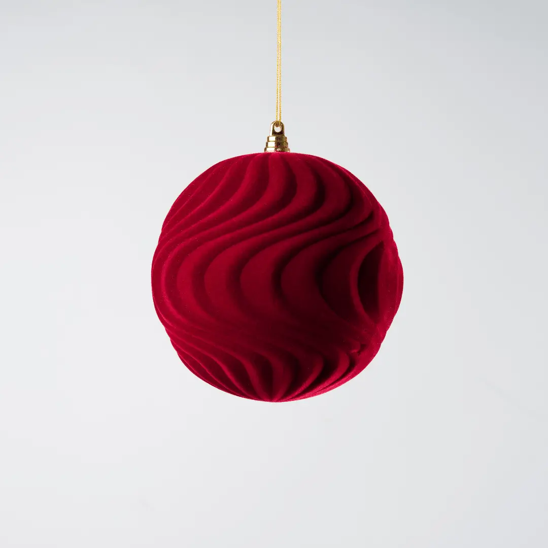 Burgundy Flocked Ball Ornament