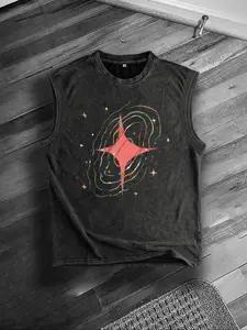 Men's Loose Galaxy Print Tank Top, Casual Comfy Sleeveless Top for Daily Wear, Men's Clothes for All Seasons, Socks